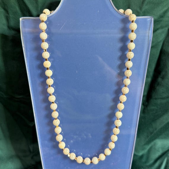 Glass Pearl Necklace with Rose Gold Accents