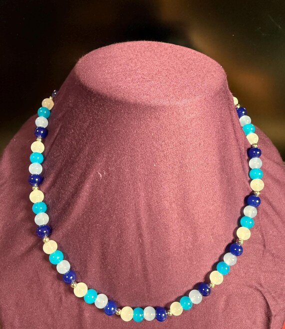 Graduated Beachy Blue Glass Necklace