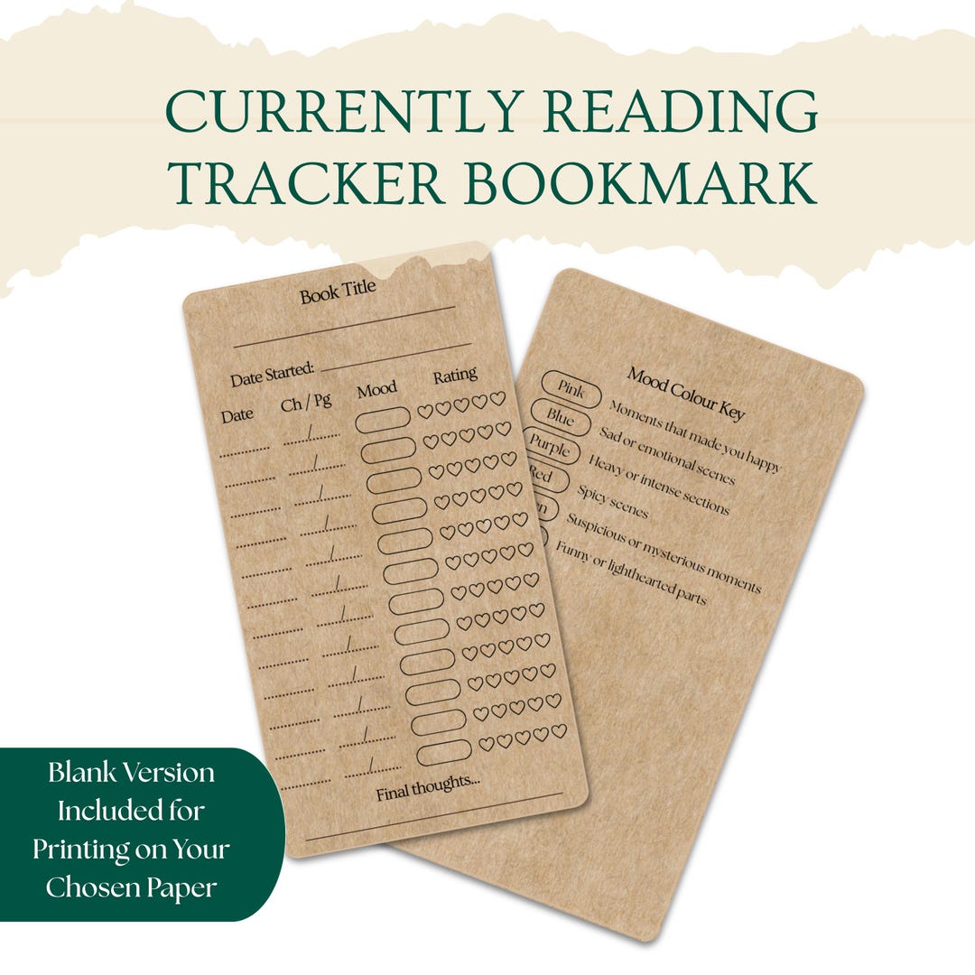Printable Reading Tracker Bookmark • Currently Reading Log • Book ...
