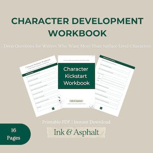 Character Development Workbook | Printable PDF for Writers | Deep Character Questions & Prompts | Fiction Writing Template | Novel Planning