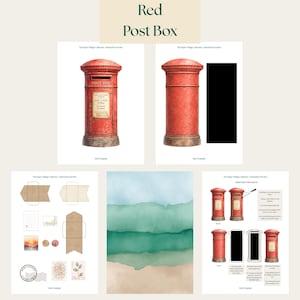 Interactive Post Box Printable Junk Journal Kit Bundle, Red & Dark Academia Scrapbook Mailbox Project, and Ephemera Set image 4