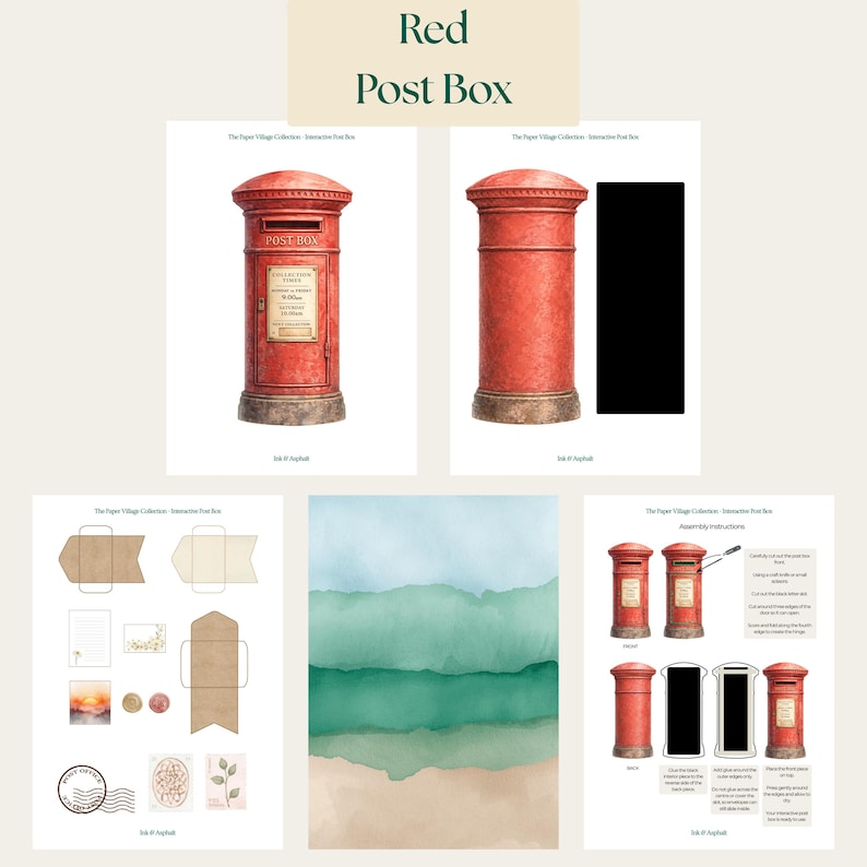 Interactive Post Box Printable Junk Journal Kit Bundle, Red & Dark Academia Scrapbook Mailbox Project, and Ephemera Set image 4