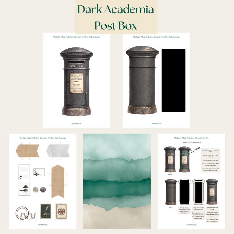 Interactive Post Box Printable Junk Journal Kit Bundle, Red & Dark Academia Scrapbook Mailbox Project, and Ephemera Set image 5