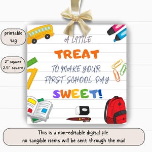 Printable First Day Treat Tags – A Little Treat to Make the First Day Sweet – Back to School Gift Tags PDF