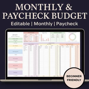 Editable Budget Tracker Google Sheets Template: Beginner Friendly (Digital Download))
