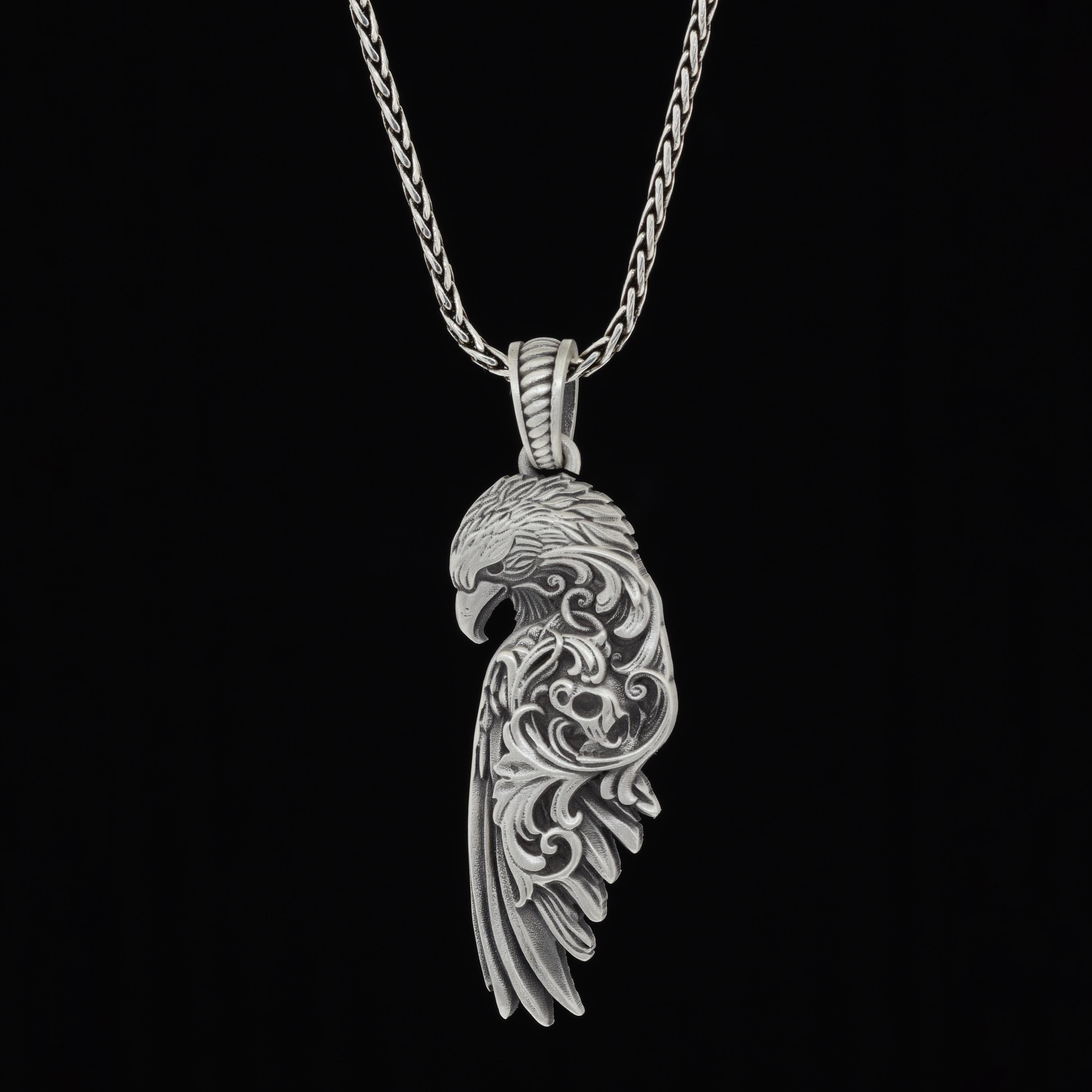 Falke Turmfalke Greifvogel Schmuck Ketten-Anhänger Echt Silber 925