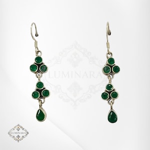 Emerald Sterling Silver Dangle Earrings: Handmade Ethnic Jewelry