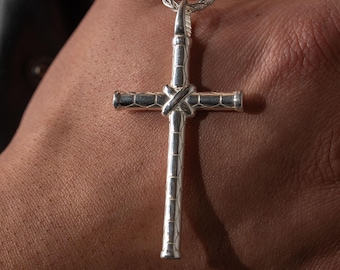 925 Sterling Silver Vintage Mexico Bamboo Cross Pendant - Etsy