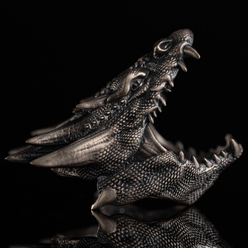 925 Sterling Silver Dragon Head Ring for Men, Gothic Fantasy Jewelry, Medieval Beast Ring, Handmade Silver Ring, Fierce Men’s Christmas Gift image 2