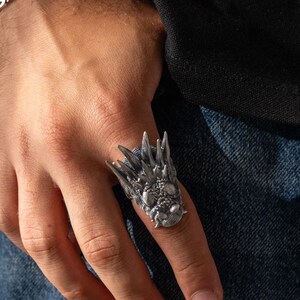 925 Sterling Silver Dragon Head Ring for Men, Gothic Fantasy Jewelry, Medieval Beast Ring, Handmade Silver Ring, Fierce Men’s Christmas Gift image 7