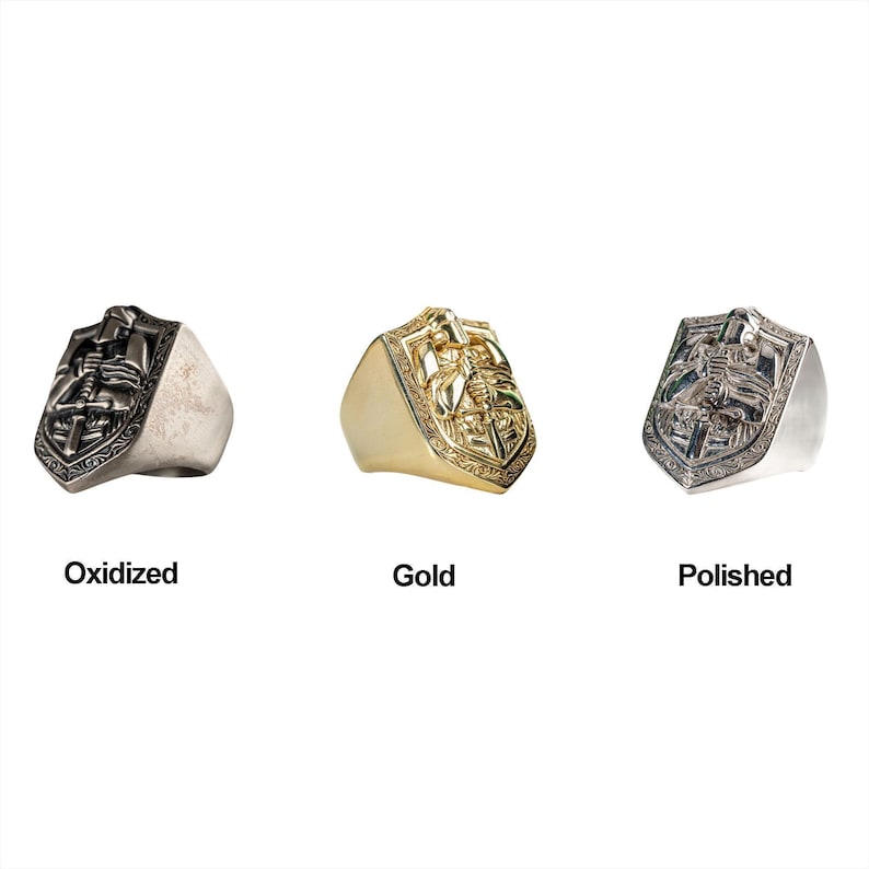 Knight 925 Sterling Silver Ring – Medieval Crusader Armor Ring, Gothic Templar Shield Cross Ring, Christian Warrior Handmade Gift image 10