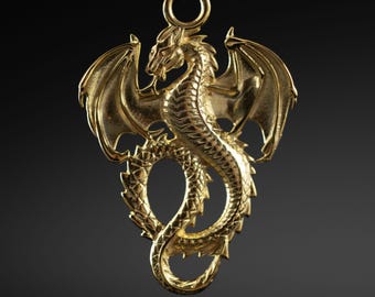 Dragon 925 Sterling Silver Pendant Necklace, Handmade Gothic Fantasy Jewelry, Dragon Charm, Mythical Dragon Jewelry, GOT Inspired Necklace
