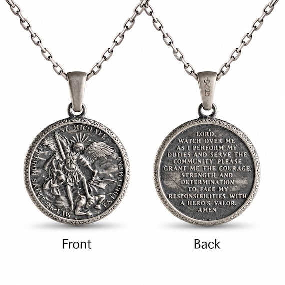 St Michael Necklace / Archangel Michael Pendant / 925 Sterling Silver Saint Medal / Protection Necklace / Christian Jewelry Gift