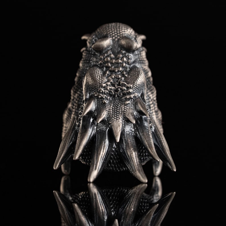 925 Sterling Silver Dragon Head Ring for Men, Gothic Fantasy Jewelry, Medieval Beast Ring, Handmade Silver Ring, Fierce Men’s Christmas Gift image 6