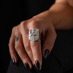 Knight 925 Sterling Silver Ring – Medieval Crusader Armor Ring, Gothic Templar Shield Cross Ring, Christian Warrior Handmade Gift image 3