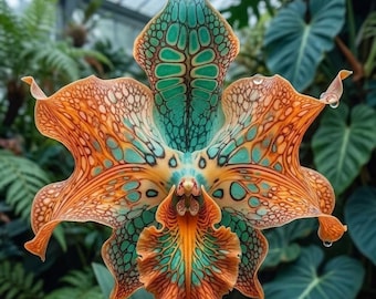 Rare Exotic Orchid Seeds, Teal Orange Cattleya Hybrid, Tropical Flower Seeds for Planting, Unique Garden Gift, Collector's Orchid