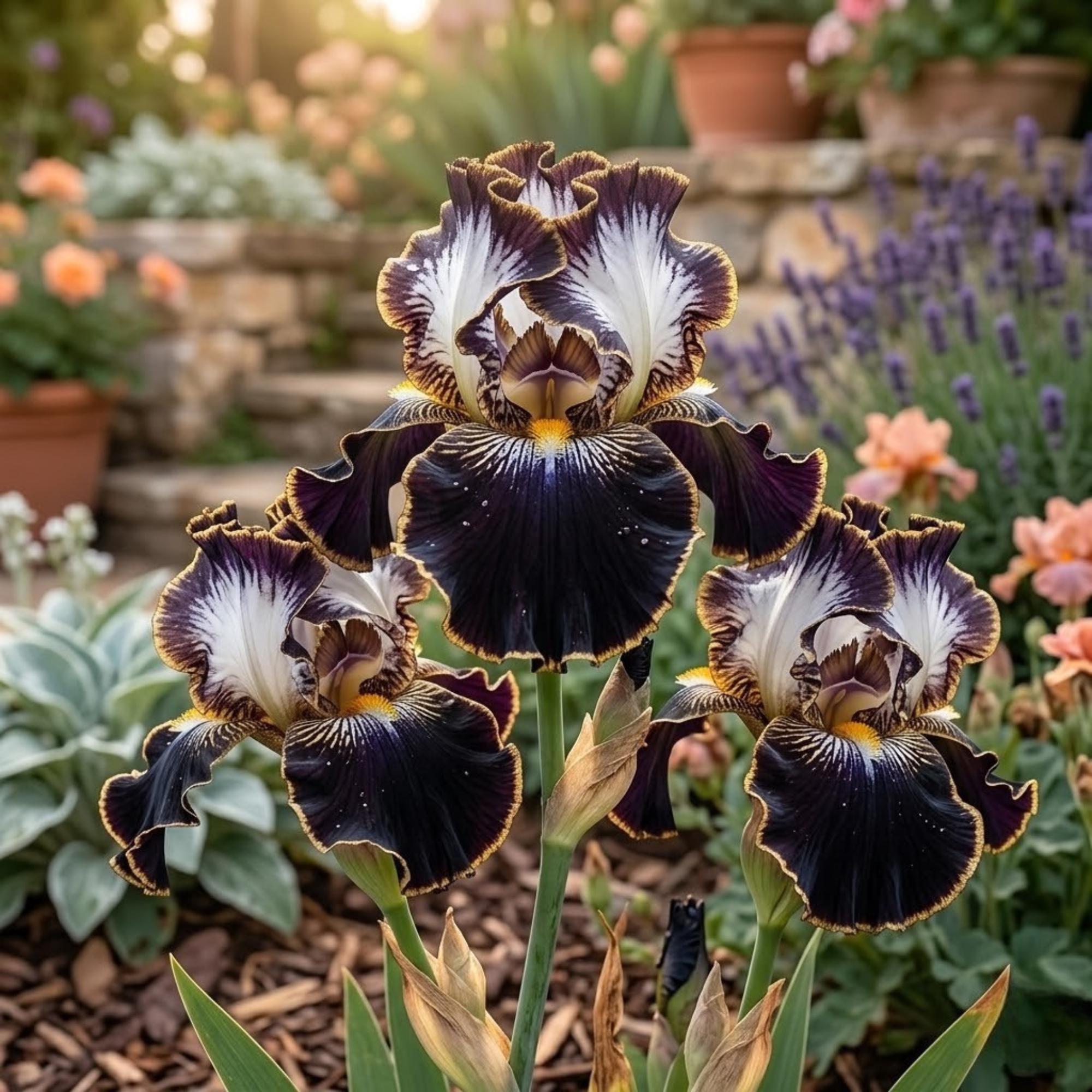 Black White Bearded Iris Seeds, Rare Bicolor Iris Flower Seeds, Exotic Perennial Garden Flowers, Ornamental Seeds