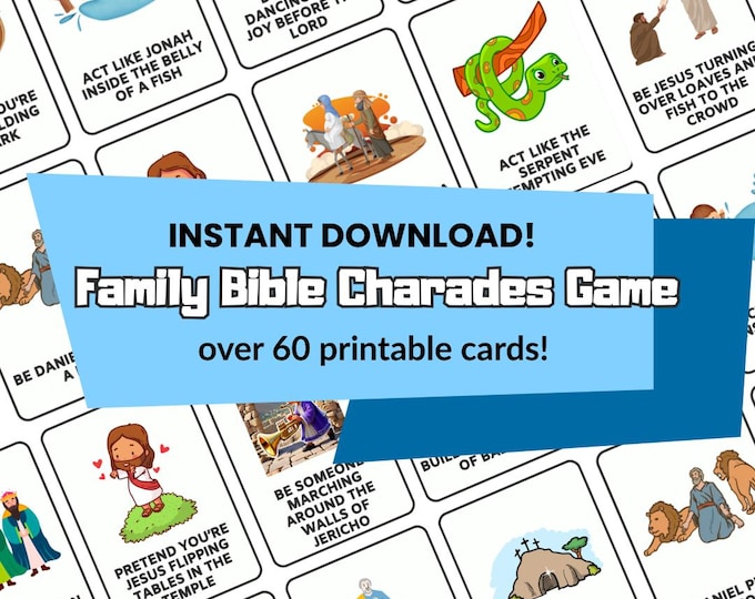 Christian Kids Games Bible Charades Game Printable | Christian Activity for Kids | Sunday ...