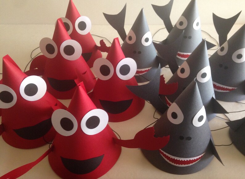 CRAB Birthday Party Hats Set of 6 Can you hear the Etsy
