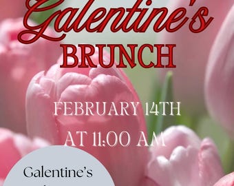 Galentine's Brunch-Einladungsvorlage, Valentinsdamen-Brunch-Einladung, bearbeitbares Canva PDF, 5x7 Printable
