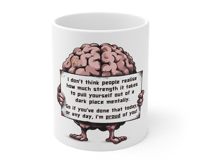 Inspirational Brain Mug: Motivational Coffee Cup for Mental Health