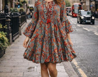 knee length dresses for ladies MAX STUDIO Coral Floral Mini Dress Size XS main image 1