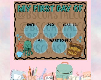 Boys First Day of School Mini Banner Template — preschool - fifth grade — 20x16 PNG Digital Download – Back to School Banner Template
