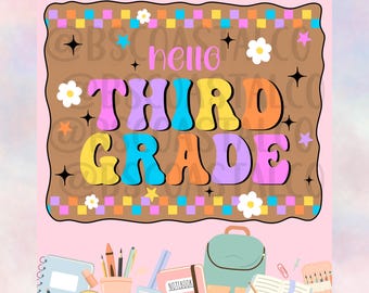 Groovy School Mini Banner Template — preschool to fifth grade — 20x16 PNG Digital Download – Back to School Banner Template