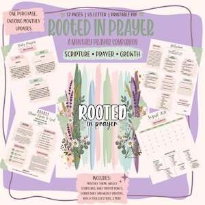 ENGELSKA | Rotad i bön | Månatlig digital bönekompanjon | Kristen andaktsbok i PDF-format | Daglig bönedagbok | Utskrivbar bibelstudie |