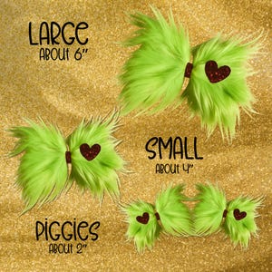 Grinch Inspired Hair Bow – Handmade Holiday Bow for Girls – Alligator Clip, Ponytail, or Headband – Christmas Hair Accessory