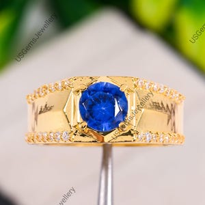 Blue Sapphire Ring: Sterling Silver 925 Engagement Band, December Birthstone