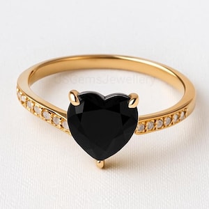 Black Onyx Heart Ring: 925 Sterling Silver, Elegant Gift