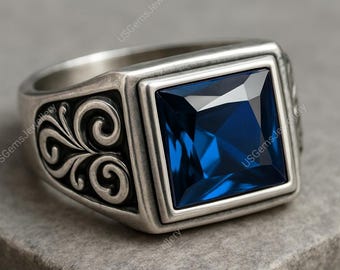 London Blue Topaz Ring: Sterling Silver 925 Minimalist Band