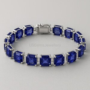 Tanzanite Bracelet: Sterling Silver & Brass, Art Deco Jewelry
