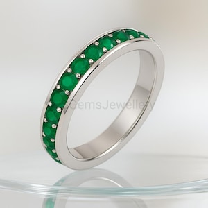 Sterling Silver Emerald Ring: Art Deco May Birthstone