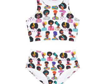 We're Magic Black Girl High Waist Bikini Two-Piece Set Vibrant Summer Pool Women's Swimwear Beachwear Vacation Swimsuit Sporty Bikini Set