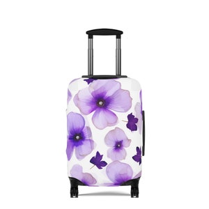 Purple Flower Blossom Print Luggage Cover -3 Sizes Available Stylish and Durable Suitcase Travel Protector Travel Accessories Travel Gift