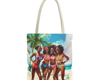 Girls Trip Travel Besties Gift Vacation Bag Getaway Weekend Tote Bag Canvas Bag Top Handle Bag Grocery Bag Floral Beach Bag Gift Idea