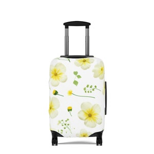 Yellow Floral Luggage Cover -3 Sizes Available Stylish and Durable Suitcase Travel Protector Travel Accessories Travel Gift