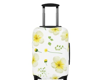 Yellow Floral Luggage Cover -3 Sizes Available Stylish and Durable Suitcase Travel Protector Travel Accessories Travel Gift