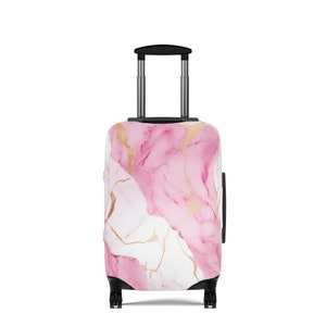 Pink Marble Print Luggage Cover -3 Sizes Available Stylish and Durable Suitcase Travel Protector Travel Accessories Travel Gift