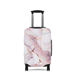 Rose Gold Marble Print Luggage Cover -3 Sizes Available Stylish and Durable Suitcase Travel Protector Travel Accessories Travel Gift