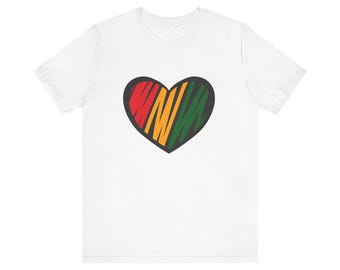Black Culture Heart T-Shirt, African Pride Unisex Tee, Red Green Yellow Design, Black History Month, Juneteenth Clothing