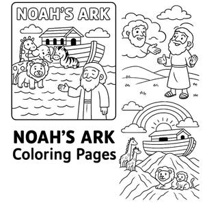 Noah&#39;s Ark Coloring Pages: Sunday School Bible Story (PDF Download)