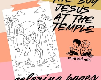 Desenhos para colorir do Menino Jesus no Templo: Atividade bíblica para crianças (Download digital)