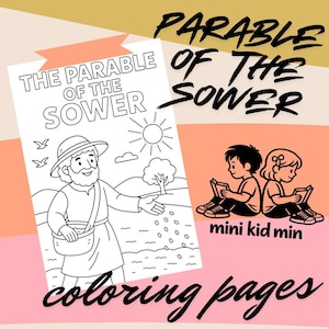 Páginas para colorear de la parábola del sembrador para niños: Libro de actividades con historias bíblicas (descarga digital)
