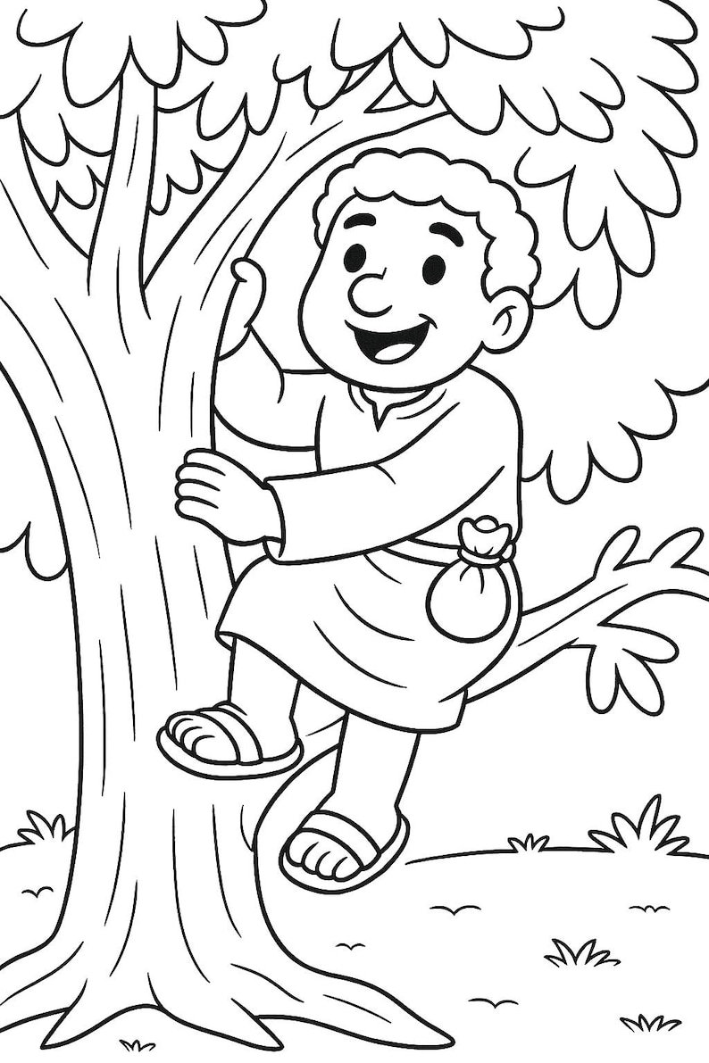 Jesus and Zacchaeus Coloring Pages: Bible Story Pintables for Kids (PDF ...