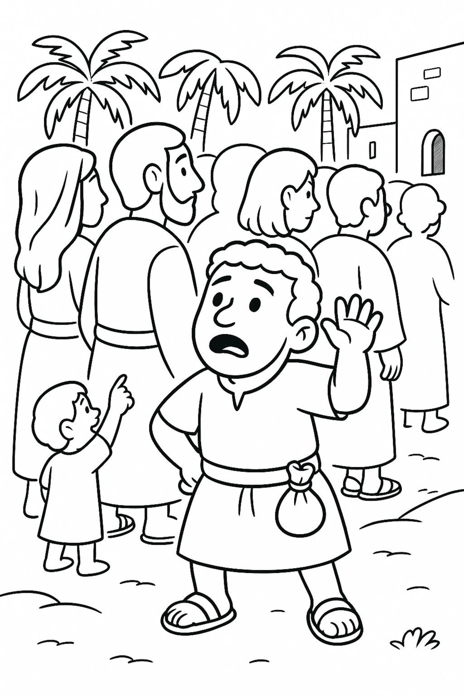Jesus and Zacchaeus Coloring Pages: Bible Story Pintables for Kids (PDF ...