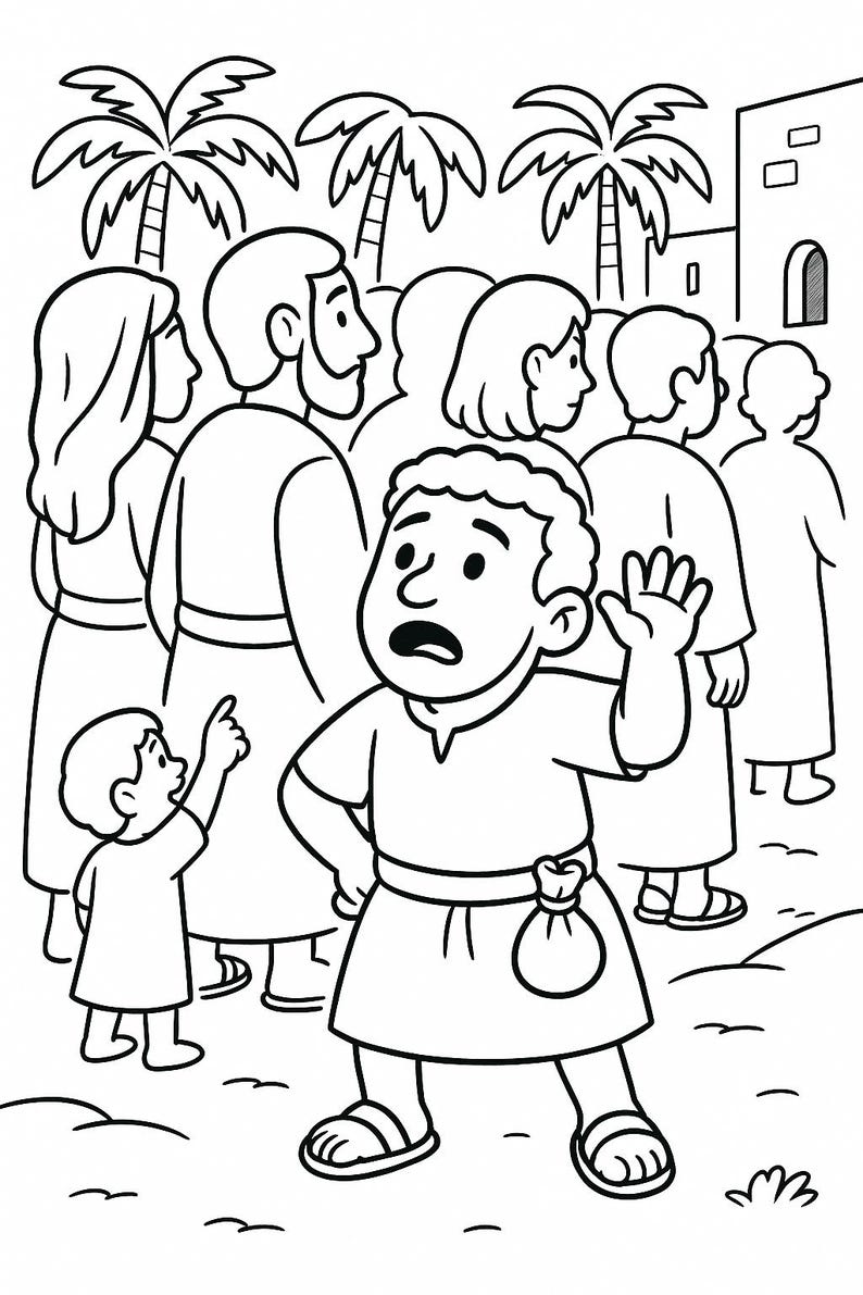 Jesus and Zacchaeus Coloring Pages: Bible Story Pintables for Kids (PDF ...