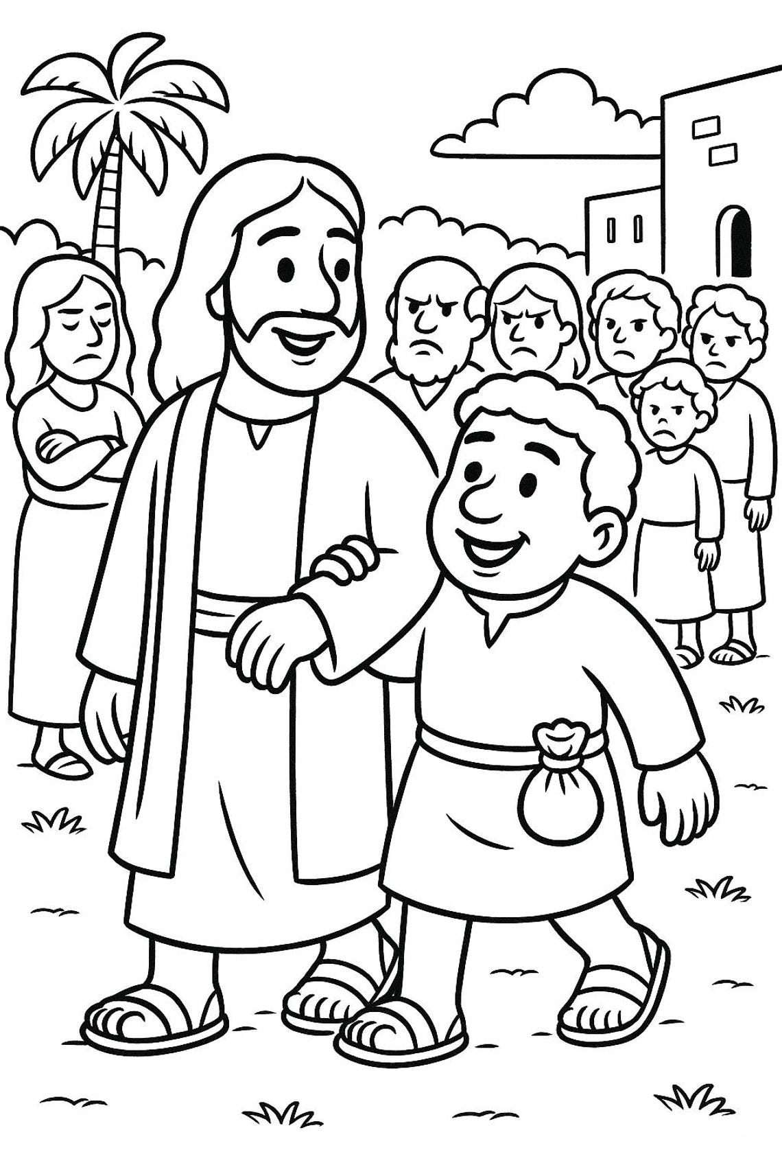 Jesus and Zacchaeus Coloring Pages: Bible Story Pintables for Kids (PDF ...